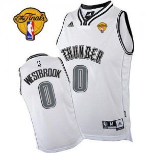 Oklahoma City Thunder Russell Westbrook #0 Finals Patch Swingman Maillot d'équipe de NBA - Blanc pour Homme