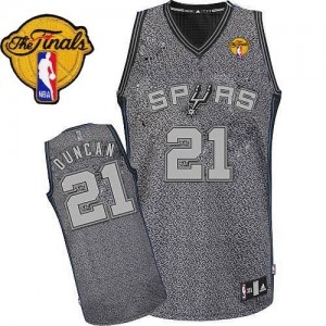 Maillot NBA Authentic Tim Duncan #21 San Antonio Spurs Static Fashion Finals Patch Gris - Femme