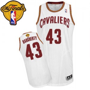 Maillot NBA Blanc Brad Daugherty #43 Cleveland Cavaliers Home 2015 The Finals Patch Authentic Homme Adidas