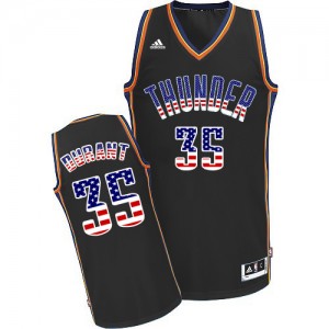 Oklahoma City Thunder Kevin Durant #35 USA Flag Fashion Swingman Maillot d'équipe de NBA - Noir pour Homme