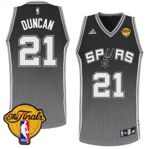 San Antonio Spurs Tim Duncan #21 Resonate Fashion Finals Patch Swingman Maillot d'équipe de NBA - Noir pour Homme