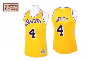 Los Angeles Lakers #4 Mitchell and Ness Throwback Or Swingman Maillot d'équipe de NBA en ligne - Byron Scott pour Homme