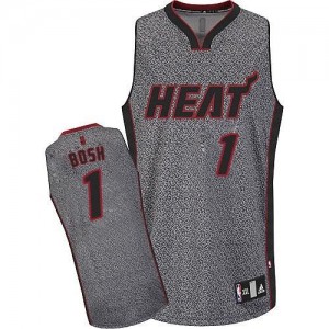 Maillot Authentic Miami Heat NBA Static Fashion Gris - #1 Chris Bosh - Homme