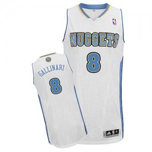 Maillot NBA Denver Nuggets #8 Danilo Gallinari Blanc Adidas Authentic Home - Homme
