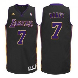 Maillot Adidas Noir (Violet NO.) Authentic Los Angeles Lakers - Larry Nance #7 - Homme