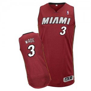 Maillot NBA Rouge Dwyane Wade #3 Miami Heat Alternate Authentic Homme Adidas