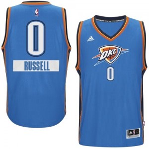 Maillot NBA Authentic Russell Westbrook #0 Oklahoma City Thunder 2014-15 Christmas Day Bleu - Homme