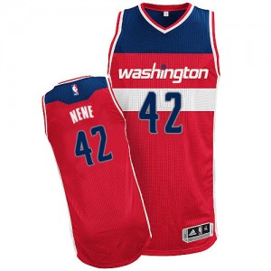 Maillot NBA Rouge Nene #42 Washington Wizards Road Authentic Homme Adidas