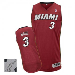 Maillot Adidas Rouge Alternate Autographed Authentic Miami Heat - Dwyane Wade #3 - Homme