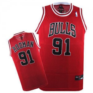 Maillot NBA Authentic Dennis Rodman #91 Chicago Bulls Rouge - Homme