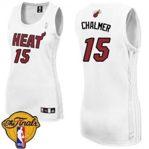 Maillot NBA Miami Heat #15 Mario Chalmer Blanc Adidas Authentic Home Finals Patch - Femme