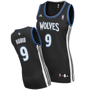 Maillot NBA Minnesota Timberwolves #9 Ricky Rubio Noir Adidas Swingman Alternate - Femme