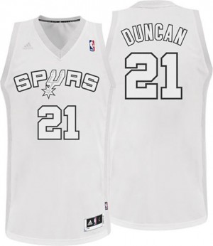 San Antonio Spurs Tim Duncan #21 Winter On-Court Swingman Maillot d'équipe de NBA - Blanc pour Homme