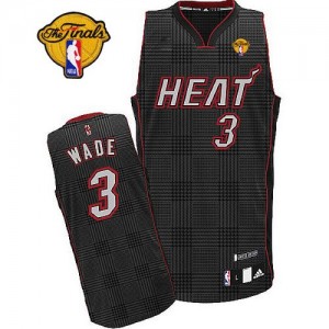 Maillot NBA Noir Dwyane Wade #3 Miami Heat Rhythm Fashion Finals Patch Authentic Homme Adidas