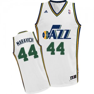 Utah Jazz #44 Adidas Home Blanc Swingman Maillot d'équipe de NBA Vente - Pete Maravich pour Homme