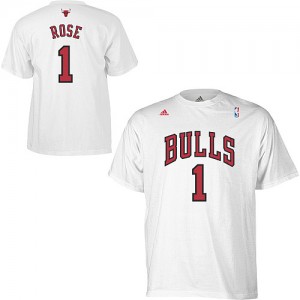 Tee-Shirt NBA Blanc Derrick Rose #1 Chicago Bulls Game Time Homme Adidas
