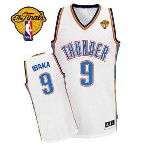 Maillot Authentic Oklahoma City Thunder NBA Home Finals Patch Blanc - #9 Serge Ibaka - Homme