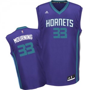Maillot NBA Charlotte Hornets #33 Alonzo Mourning Violet Adidas Swingman Alternate - Homme