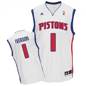 Maillot Swingman Detroit Pistons NBA Home Blanc - #1 Allen Iverson - Homme