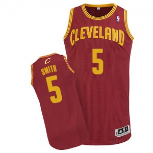 Maillot Adidas Vin Rouge Road Authentic Cleveland Cavaliers - J.R. Smith #5 - Homme