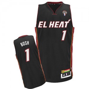Maillot NBA Miami Heat #1 Chris Bosh Noir Adidas Authentic Latin Nights - Homme