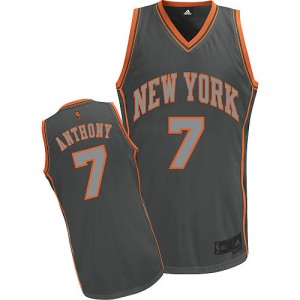Maillot Adidas Gris Graystone Fashion Authentic New York Knicks - Carmelo Anthony #7 - Homme