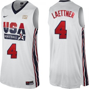 Maillot Nike Blanc 2012 Olympic Retro Authentic Team USA - Christian Laettner #4 - Homme