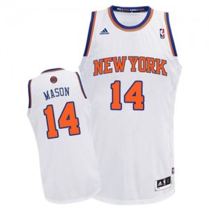 Maillot NBA New York Knicks #14 Anthony Mason Blanc Adidas Swingman Home - Homme