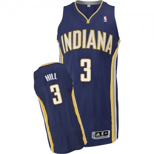 Indiana Pacers George Hill #3 Road Authentic Maillot d'équipe de NBA - Bleu marin pour Homme