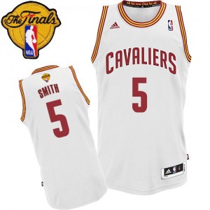 Maillot Adidas Blanc Home 2015 The Finals Patch Swingman Cleveland Cavaliers - J.R. Smith #5 - Homme