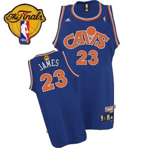 Maillot Adidas Bleu CAVS Throwback 2015 The Finals Patch Swingman Cleveland Cavaliers - LeBron James #23 - Homme