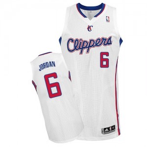 Maillot NBA Blanc DeAndre Jordan #6 Los Angeles Clippers Home Authentic Homme Adidas
