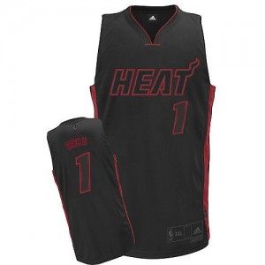Maillot NBA Miami Heat #1 Chris Bosh Noir noir / Rouge Adidas Authentic - Homme