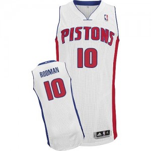 Maillot Authentic Detroit Pistons NBA Home Blanc - #10 Dennis Rodman - Homme