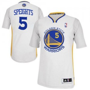 Golden State Warriors #5 Adidas Alternate Blanc Authentic Maillot d'équipe de NBA Braderie - Marreese Speights pour Homme