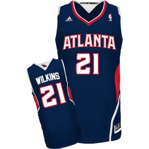 Maillot NBA Bleu marin Dominique Wilkins #21 Atlanta Hawks Road Swingman Homme Adidas