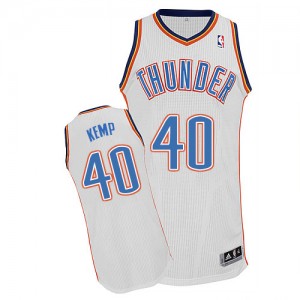 Maillot NBA Oklahoma City Thunder #40 Shawn Kemp Blanc Adidas Authentic Home - Homme
