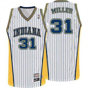 Maillot NBA Blanc Reggie Miller #31 Indiana Pacers Throwback Swingman Homme Mitchell and Ness