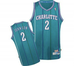 Maillot Adidas Bleu clair Throwback Authentic Charlotte Hornets - Larry Johnson #2 - Homme