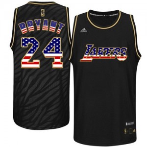 Maillot NBA Noir Kobe Bryant #24 Los Angeles Lakers USA Flag Fashion Authentic Homme Adidas