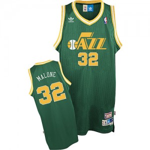 Maillot NBA Utah Jazz #32 Karl Malone Vert Adidas Swingman Throwback - Homme