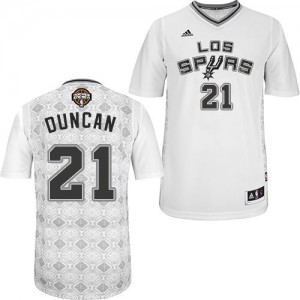 Maillot NBA Blanc Tim Duncan #21 San Antonio Spurs New Latin Nights Authentic Homme Adidas