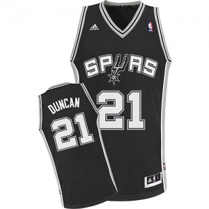 Maillot NBA Noir Tim Duncan #21 San Antonio Spurs Road Swingman Homme Adidas