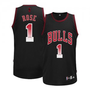 Chicago Bulls Derrick Rose #1 Fashion Authentic Maillot d'équipe de NBA - Noir pour Homme