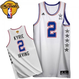 Maillot NBA Blanc Kyrie Irving #2 Cleveland Cavaliers 2015 All Star 2015 The Finals Patch Authentic Homme Adidas
