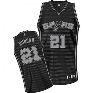 Maillot Adidas Gris noir Groove Authentic San Antonio Spurs - Tim Duncan #21 - Homme