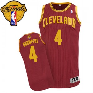 Maillot NBA Authentic Iman Shumpert #4 Cleveland Cavaliers Road 2015 The Finals Patch Vin Rouge - Homme