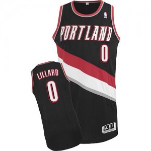 Portland Trail Blazers Damian Lillard #0 Road Authentic Maillot d'équipe de NBA - Noir pour Homme
