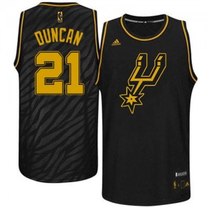 San Antonio Spurs Tim Duncan #21 Precious Metals Fashion Authentic Maillot d'équipe de NBA - Noir pour Homme