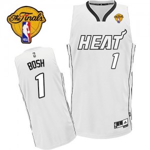 Maillot NBA Blanc Chris Bosh #1 Miami Heat Finals Patch Authentic Homme Adidas